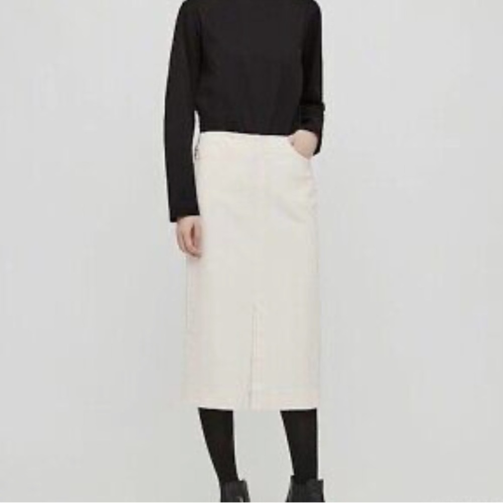 Uniqlo Off-White Denim Midi Skirt